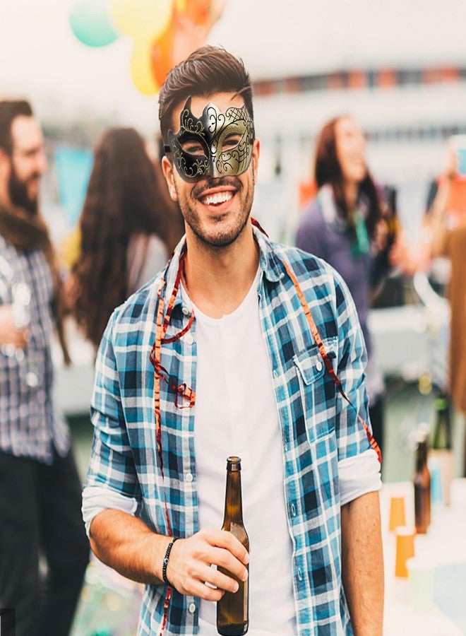 Plexaris Masquerade Masks, 2 Pack Halloween Masquerade Mask, Couples Masquerade Mask for Women & Man, Feather Gold Lace Party Mask, Masquerade Masks for Carnival Prom Ball Fancy Dress Party Supplies - Image 5